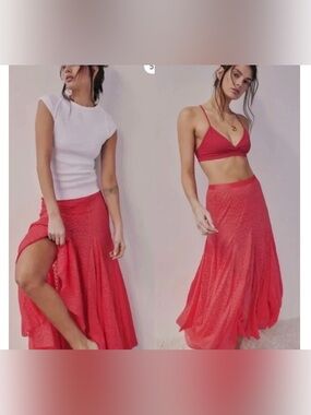 NWT Free People Intimately|KISS KISS HALF SLIP Maxi skirt Shear lace XS Festival